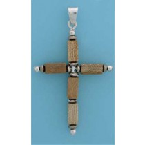 SPC 50x40mm WOOD BEADS CROSS