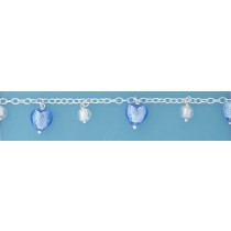 SPC BLUE HEARTS/WHITE BEADS MURANO BRAC=