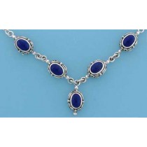 SPC RUBSET 5 STONE OVAL LAPIS NECKLACE =