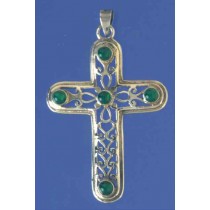 SPC 41x31mm GREEN AGATE CROSS