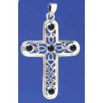 SPC 42x30mm 5 ONYX STONE PIERCED CROSS =