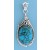 SPC 28x20mm OVAL TQ FLOWER PENDANT     =
